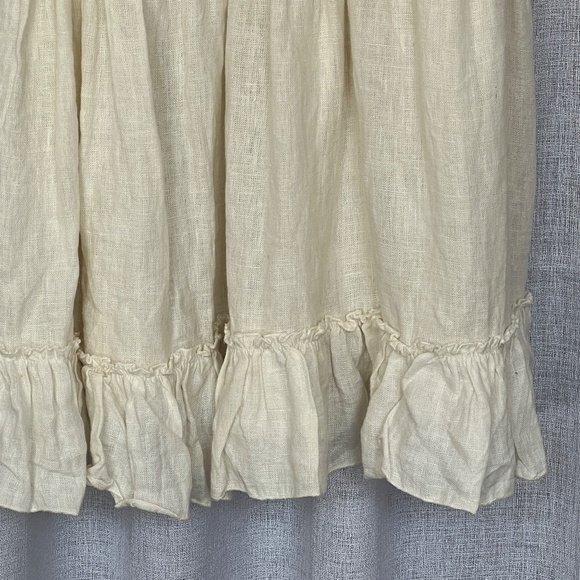 Boho Top Sleeveless Cotton Beige Ruffle Medium India Back Ties Lace Neck NADIR - Picture 5 of 9